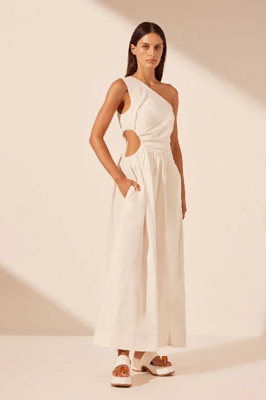 JOSEPHINE ASYMMETRICAL CUT OUT MAXI DRESS - COCONUT