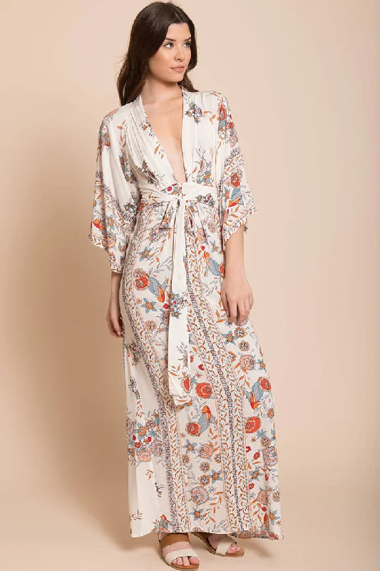 Kira Boho Floral Maxi Dress Orange