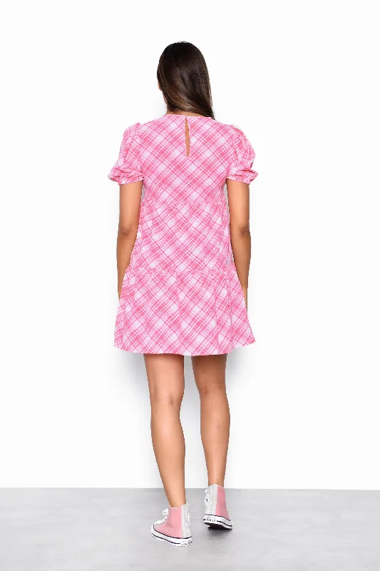 Glamorous Pink check Mini Shift Dress