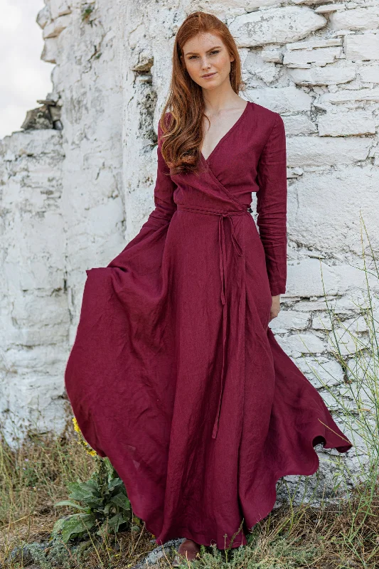 Linen Maxi Dress with Tie Waist