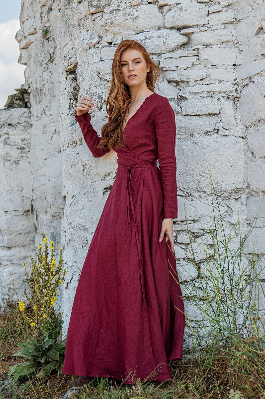 Linen Maxi Dress with Tie Waist