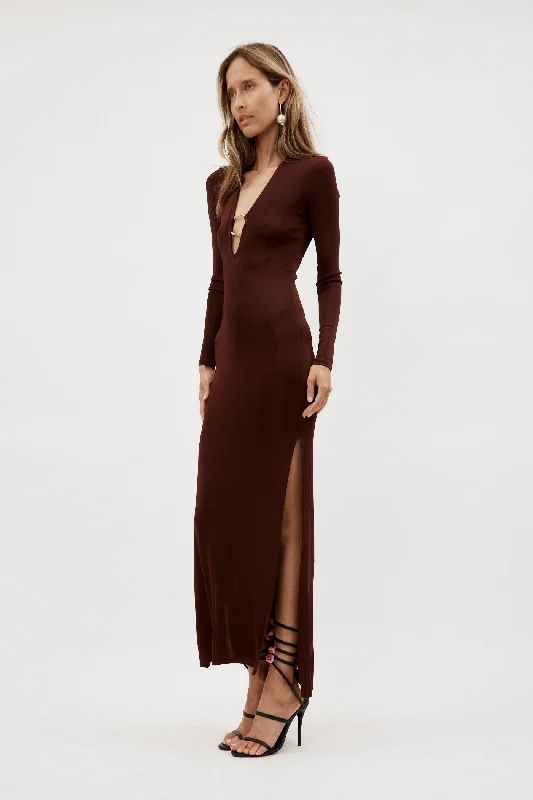 Long Helios Brown Dress