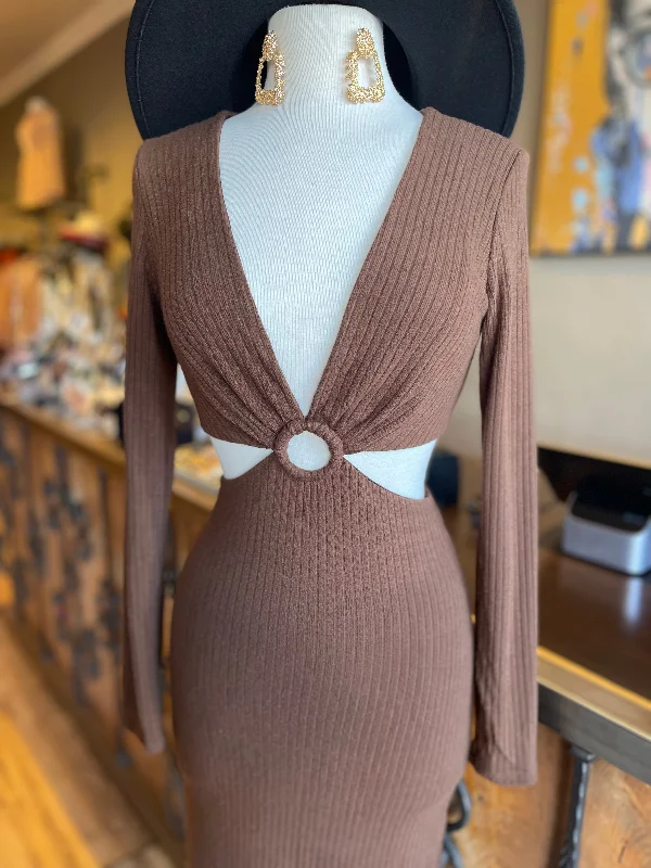 Long Sleeve Keyhole Dress