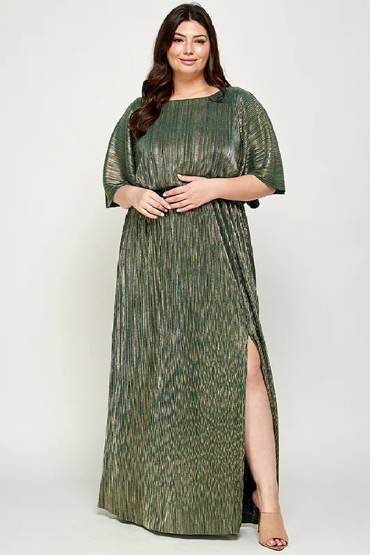 Margaux Metallic Pleated Maxi Dress