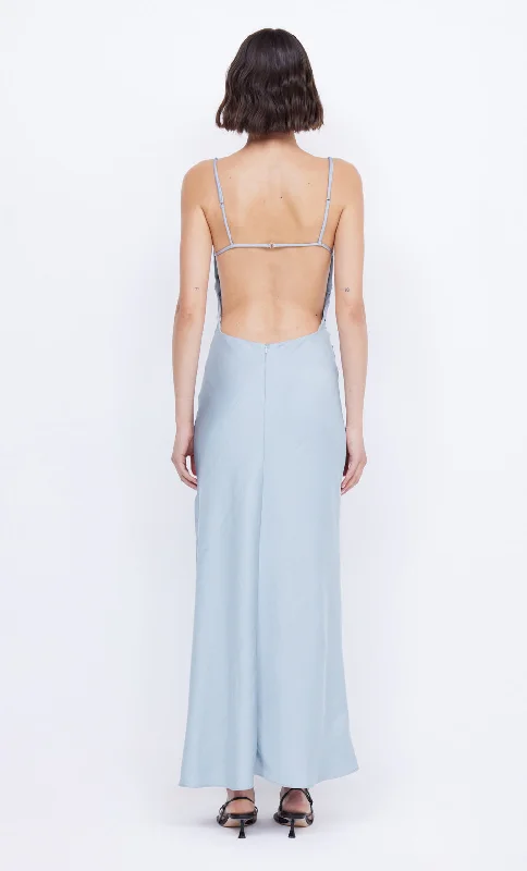 MARI LOU GATHERED MAXI DRESS - DOVE BLUE