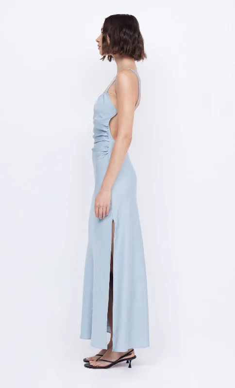 MARI LOU GATHERED MAXI DRESS - DOVE BLUE