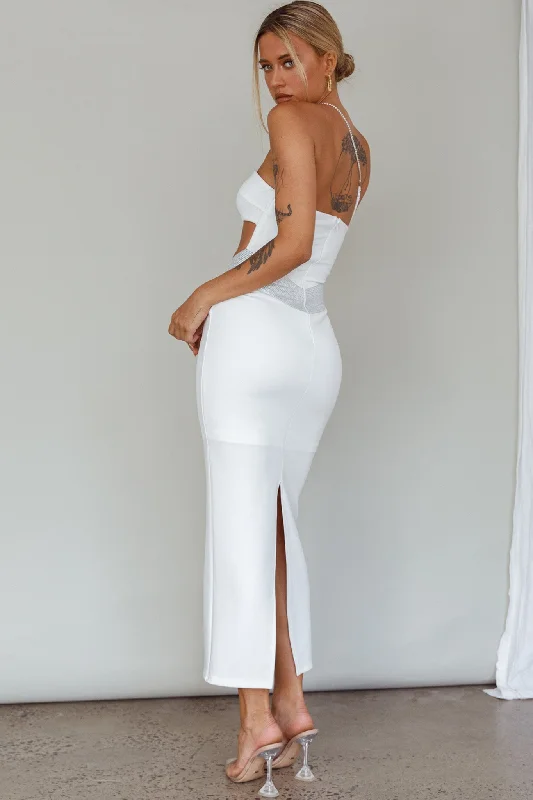 Megyn Diamante Midi Dress White