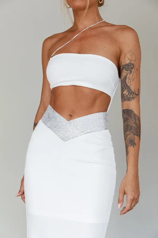 Megyn Diamante Midi Dress White