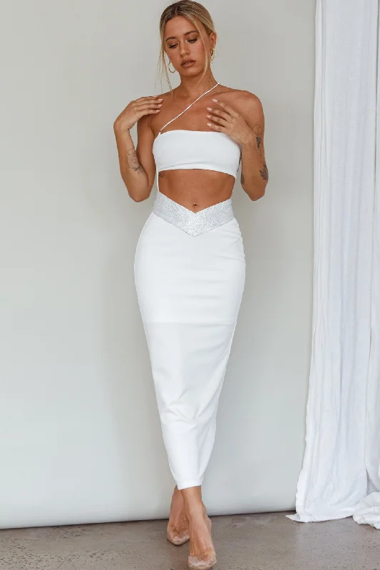 Megyn Diamante Midi Dress White