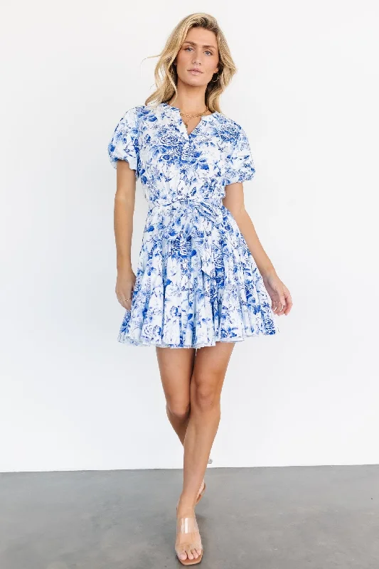 Mikki Mini Dress | White + Blue