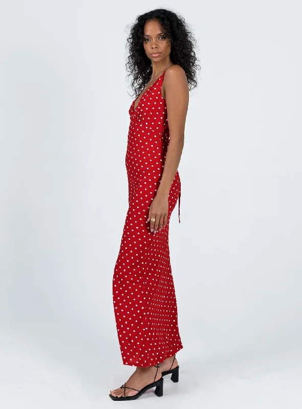 Nellie Maxi Dress Red Polka Dot