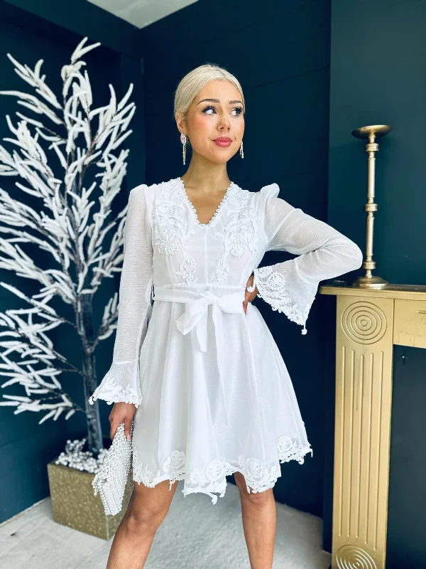 Stephanie Embellished Mini Dress White