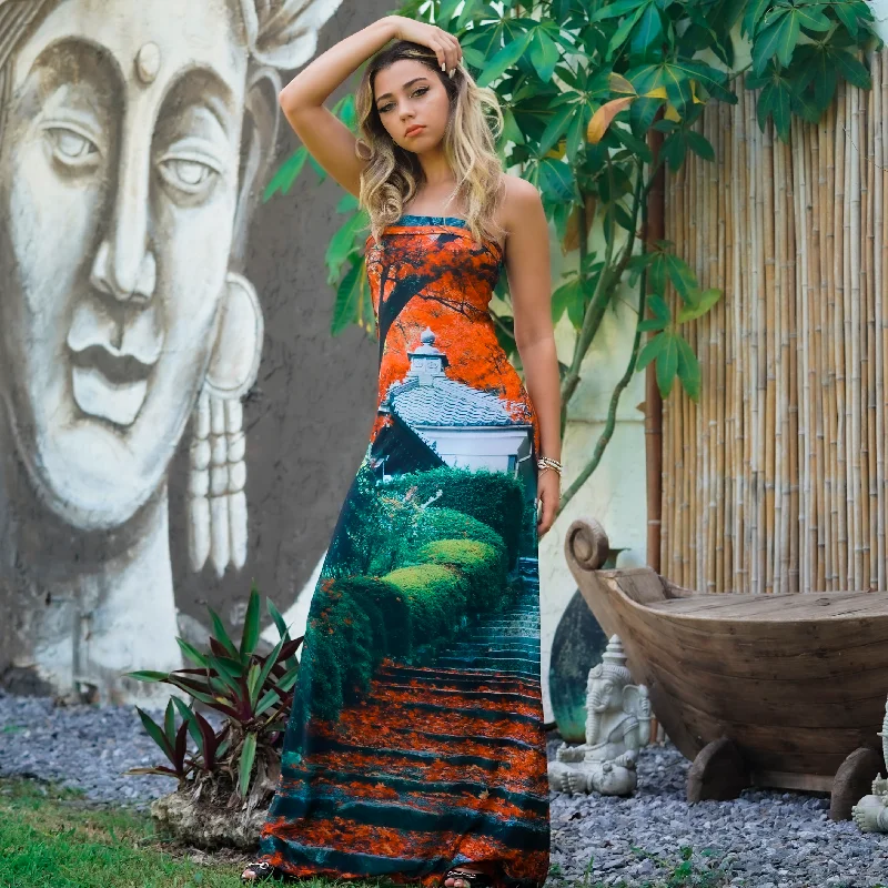 Strapless Maxi in Aki print