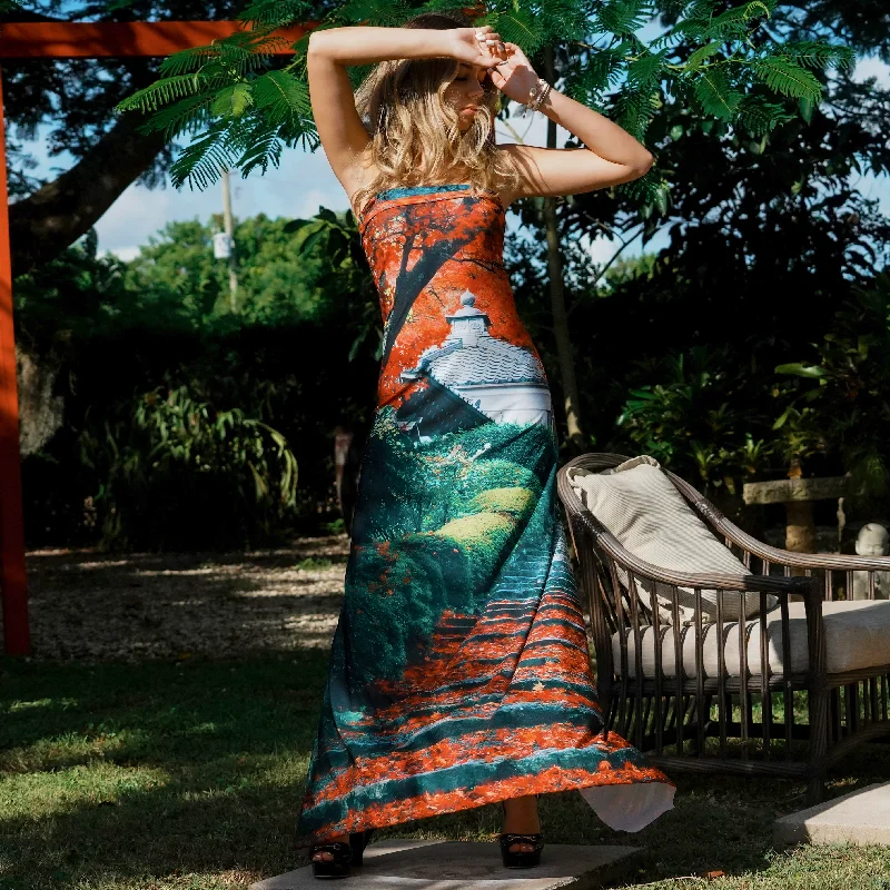 Strapless Maxi in Aki print