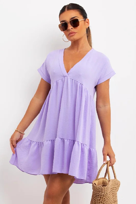 Tiered Smock Dress Lilac