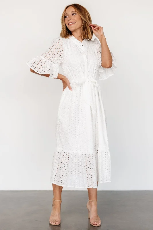 Virginia Eyelet Midi Dress | Off White