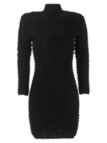 HIGH NECK RAFFIA DRESS.