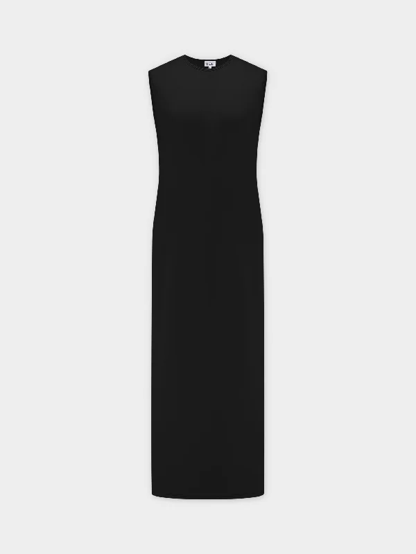 Basic T-Shirt Slip Dress-Black