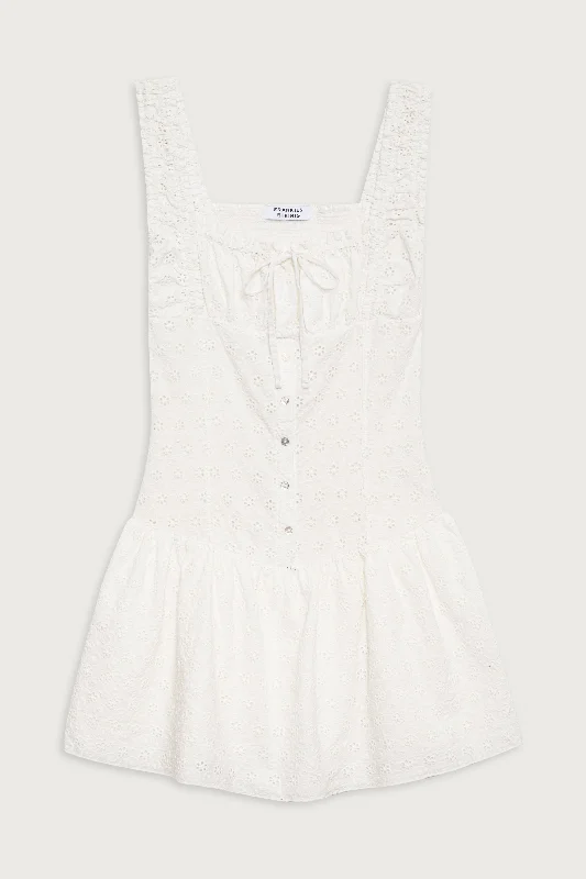 Christa Eyelet Mini Dress - Angel's Wing