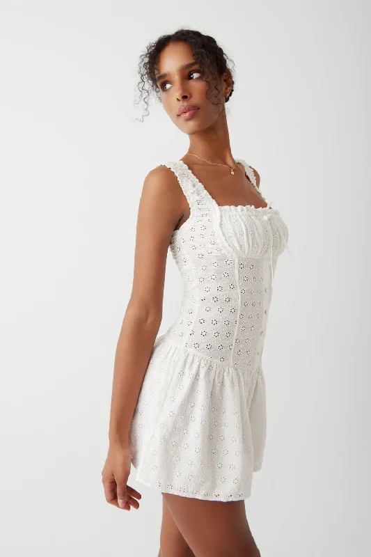 Christa Eyelet Mini Dress - Angel's Wing