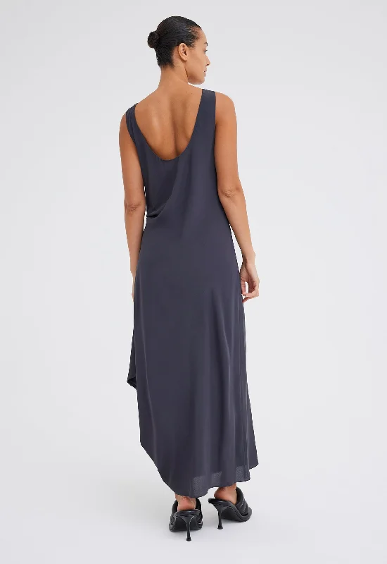 Cloe Silk Maxi Dress - Steelo Grey