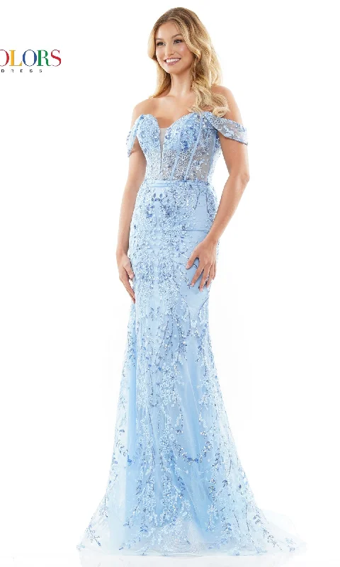 Off-the-Shoulder Sheer-Corset Long Prom Dress 3287