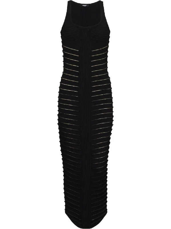 CUT-OUT DETAIL KNITTED LONG DRESS