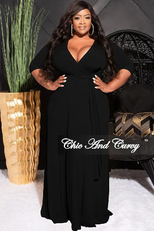 Final Sale Plus Size Faux Wrap Dress in Black