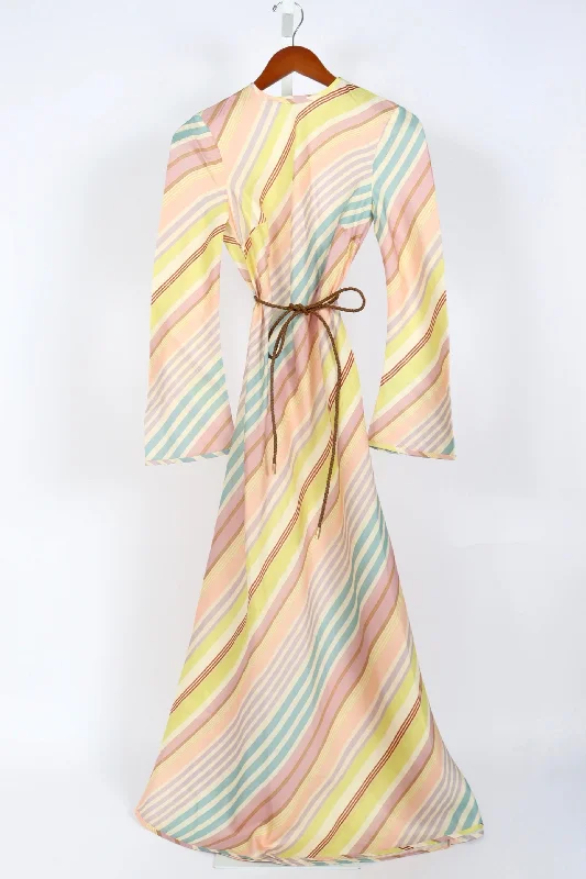 Halliday Bias Long Dress - Multi Stripe