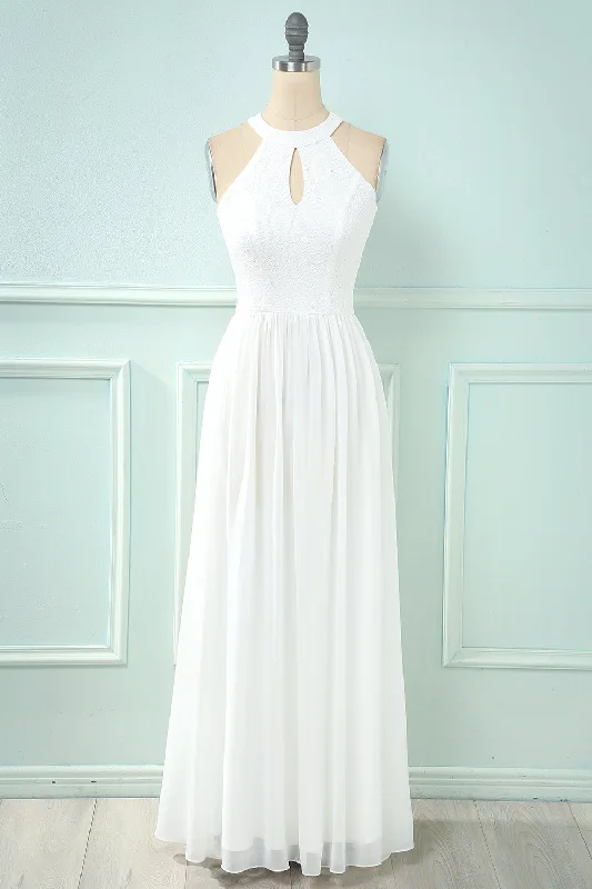 Halter Keyhole Lace Chiffon Bridesmaid Dress