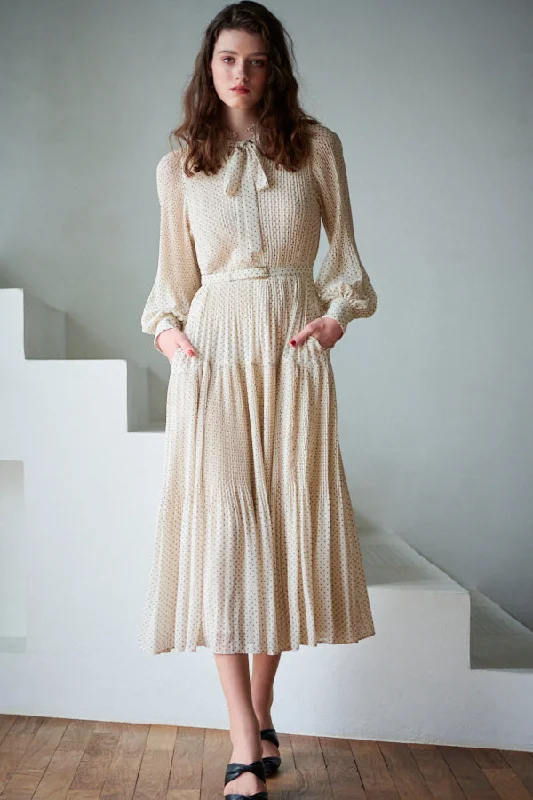 Jasper Pleated Long Sleeve Dress <br> -IVO-