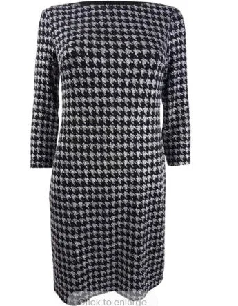 Jessica Howard Women's Glitter Houndstooth Sheath Dress Black Size 10