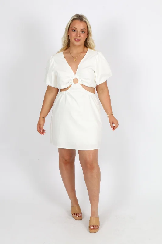 LEORA LINEN DRESS WHITE