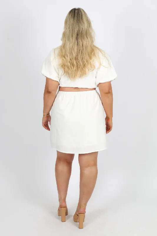 LEORA LINEN DRESS WHITE