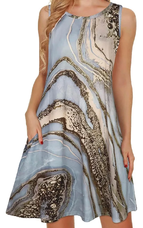 Marble metallic pocket dress