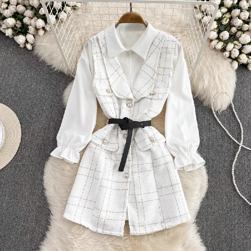 mid-length two-piece white shirt      S4023