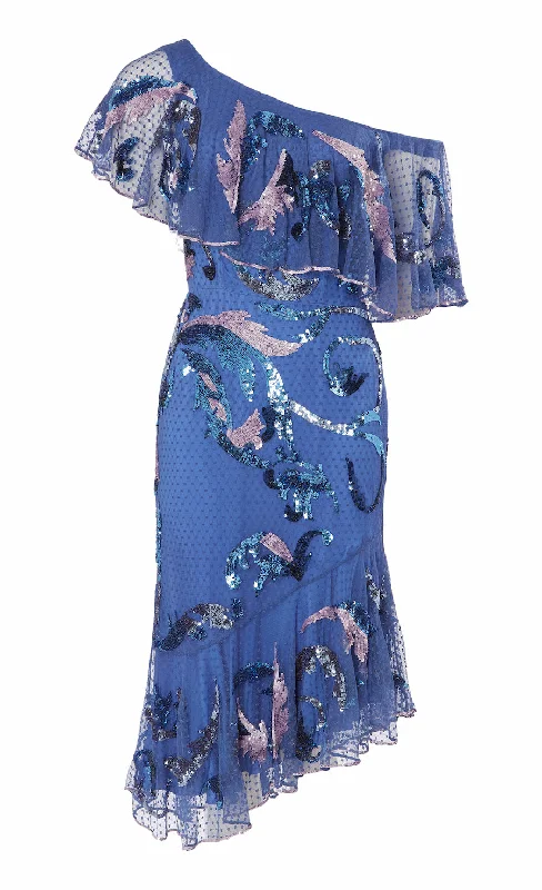 Novella Ruffle Dress - Dazzling Blue