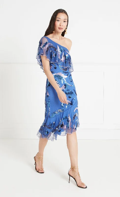 Novella Ruffle Dress - Dazzling Blue