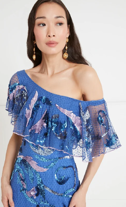 Novella Ruffle Dress - Dazzling Blue