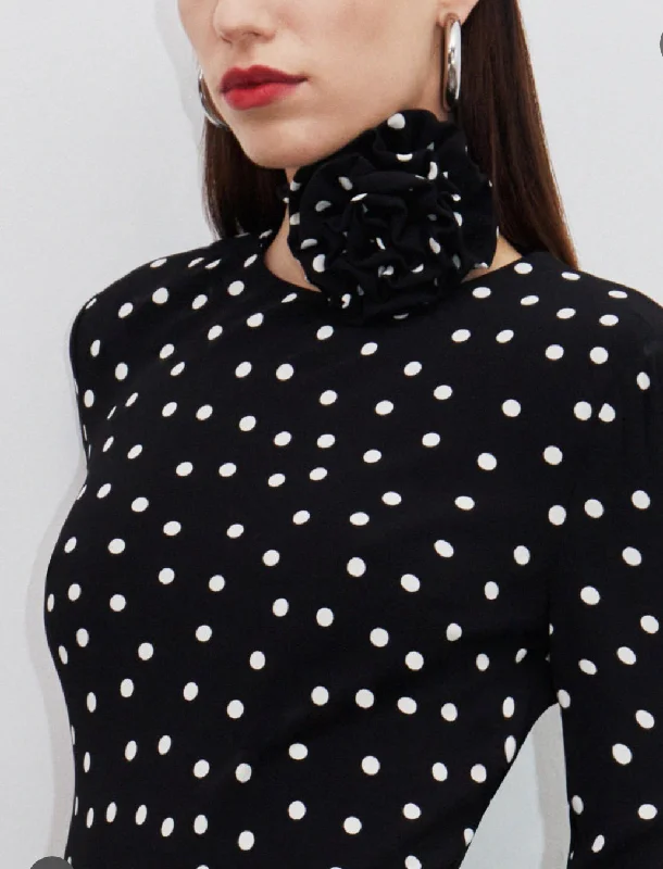 Rebecca Vallance Celyn Midi Dress - Black/White Polka