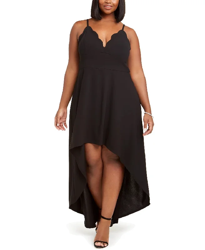 Speechless Women's Trendy Plus Size Scalloped High-Low Dress Black Size 3X