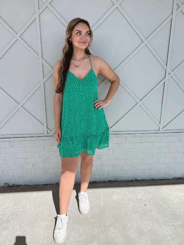 Spotted Braided Mint Mini Dress