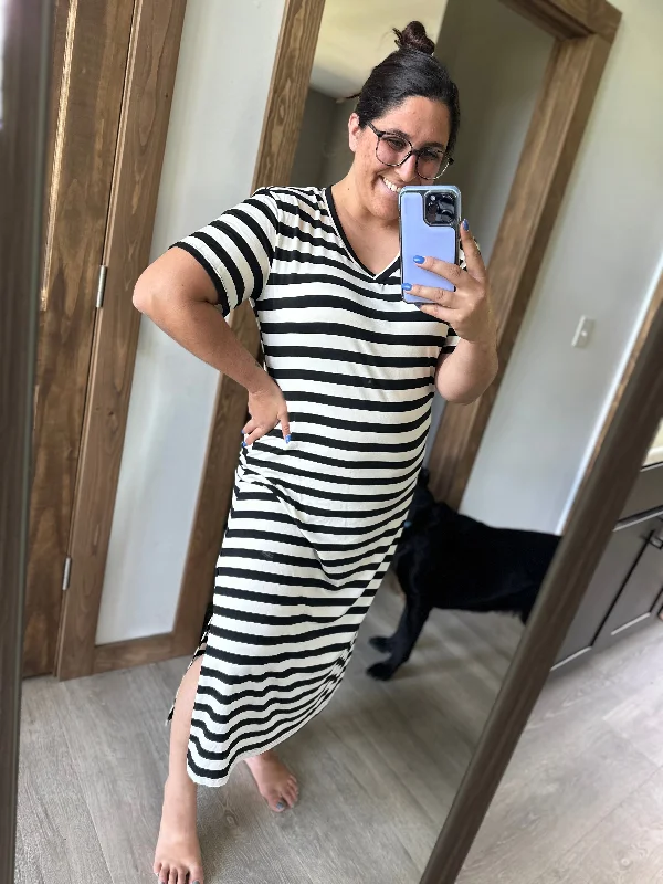 Stripe Tshirt Maxi Dress