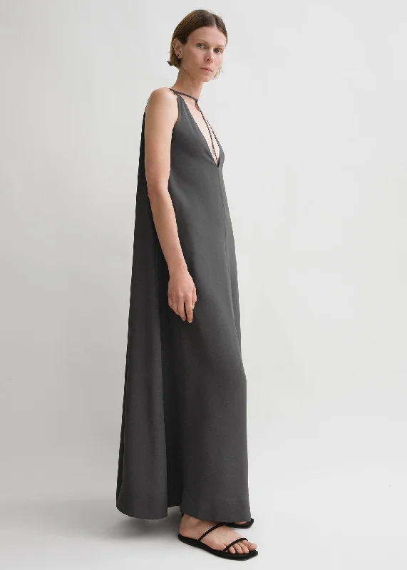 T-strap crepe-back satin dress lead